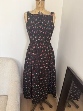 Christy Dawn Black Maxi Dress with Pink Floral Print